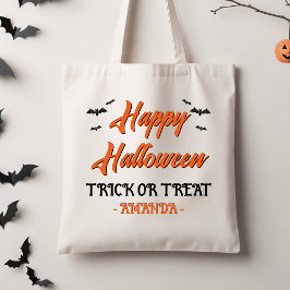 Halloween Orange Black Bats Trick Or Treat Tote トートバッグ