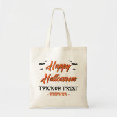 Halloween Orange Black Bats Trick Or Treat Tote トートバッグ (正面)