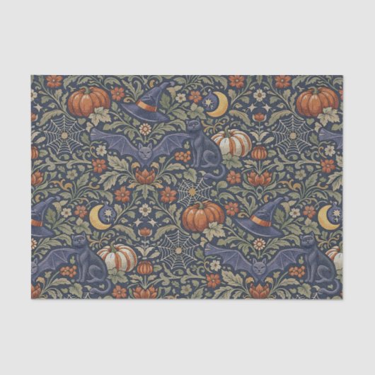 Halloween Orange Black Cats Bats  薄葉紙 (正面)