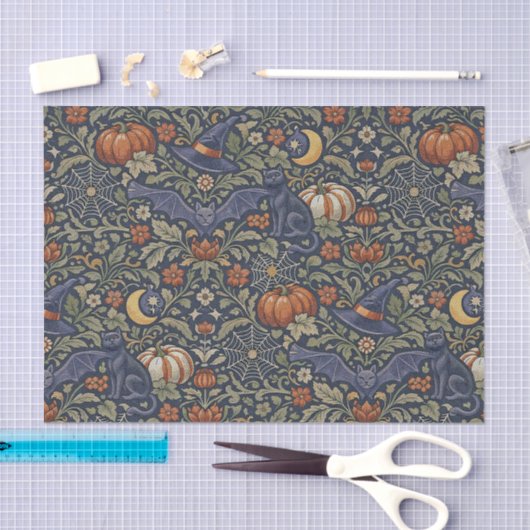 Halloween Orange Black Cats Bats  薄葉紙 (クラフト)