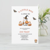Halloween orange Pumpkin Little Boo Baby Shower 招待状 (スタンド正面)