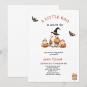 Halloween orange Pumpkin Little Boo Baby Shower 招待状 (正面/裏面)