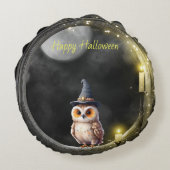 Halloween Owl in Round Tower Window ラウンドクッション (裏面)