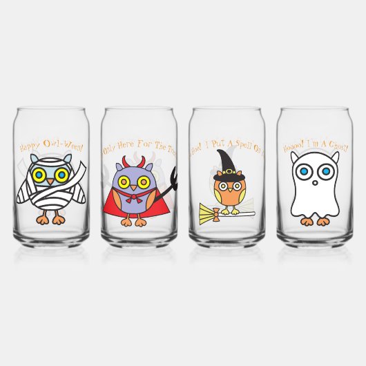 Halloween Owls Drinkware Set of 4 ガラス缶 (裏面)