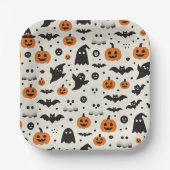 Halloween Pappteller mit Kürbissen und Geistern ペーパープレート (正面)