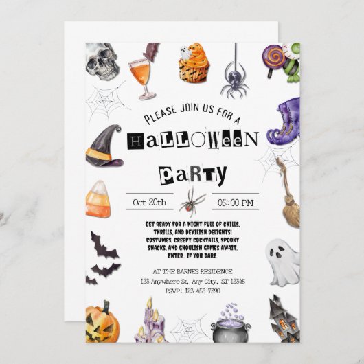  Halloween Party 招待状 (正面/裏面)