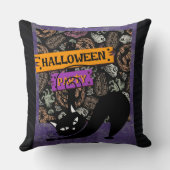 Halloween Party and Black Cat , Throw Pillow クッション (裏面)