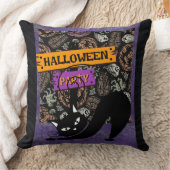 Halloween Party and Black Cat , Throw Pillow クッション (ブランケット)