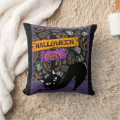Halloween Party and Black Cat , Throw Pillow クッション (ブランケット)