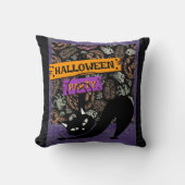 Halloween Party and Black Cat , Throw Pillow クッション (正面)