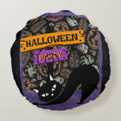 Halloween Party and Black Cat , Throw Pillow ラウンドクッション (裏面)
