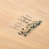 Halloween Party Costume & Cocktails Pink Floral アクリル招待状 (レイダウン)