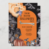 Halloween Party Eat Drink Be Scary 招待状 (正面/裏面)