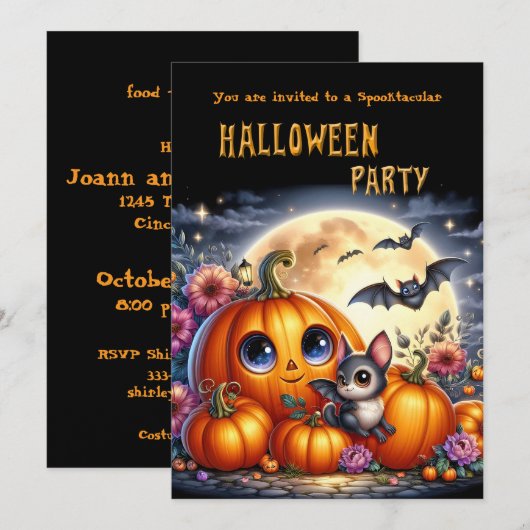 Halloween Party for kids design 招待状 (正面/裏面)