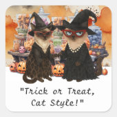Halloween Party for Siamese Cat lovers スクエアシール (正面)