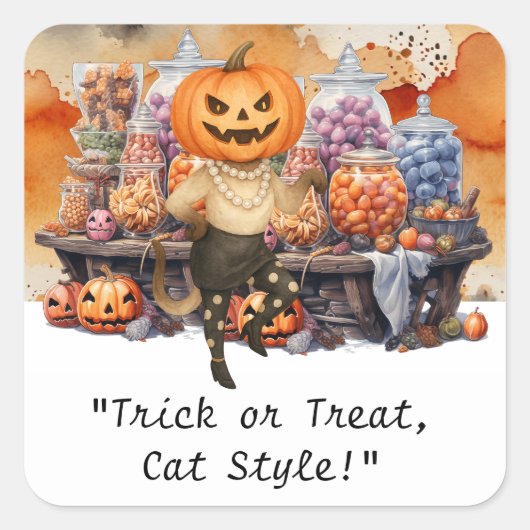 Halloween Party for Siamese Cat lovers スクエアシール (正面)