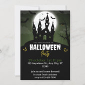 Halloween Party Green And Black Illustrative サンキューカード (正面)