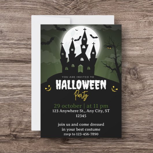 Halloween Party Green And Black Illustrative サンキューカード