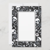 Halloween Party Haunted Skeltons Black White 招待状 (裏面)