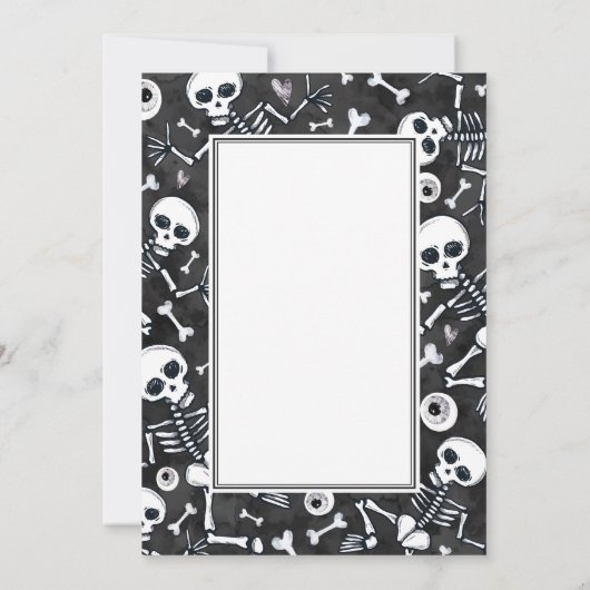 Halloween Party Haunted Skeltons Black White 招待状 (裏面)
