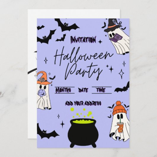 Halloween party invitation card 招待状 (正面/裏面)