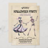 Halloween Party Invitation – Dancing Skeletons 招待状 (正面/裏面)
