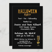 Halloween Party invitation Elegant Champagne 招待状 (正面/裏面)