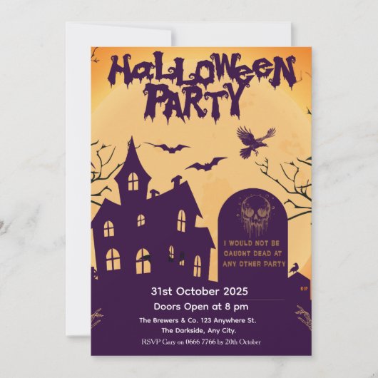 Halloween Party Invitation – Haunted House 招待状 (正面)