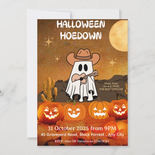 Halloween Party Invitation – Hoedown Cowboy 招待状 (正面)