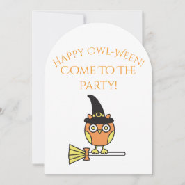 Halloween Party Invitation Owl Witch 招待状