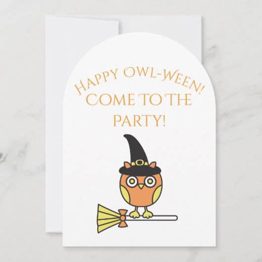 Halloween Party Invitation Owl Witch 招待状 (正面)