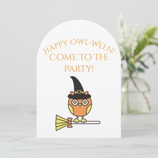 Halloween Party Invitation Owl Witch 招待状 (スタンド正面)