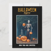 Halloween Party invitation Skeleton among Pumpkins 招待状 (正面)
