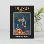 Halloween Party invitation Skeleton among Pumpkins 招待状 (スタンド正面)