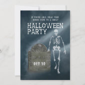 Halloween Party invitation Skeleton and Tombstone 招待状 (正面)