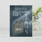 Halloween Party invitation Skeleton and Tombstone 招待状 (スタンド正面)