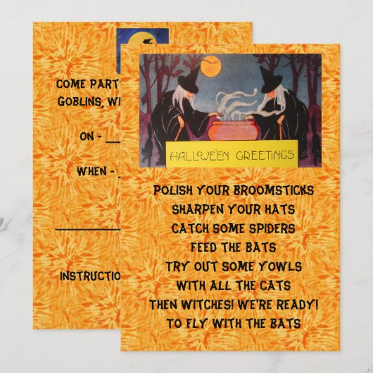 Halloween party invitation - witches  (正面/裏面)