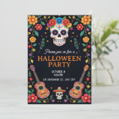 Halloween Party Invitation with Colorful Skulls 招待状 (スタンド正面)
