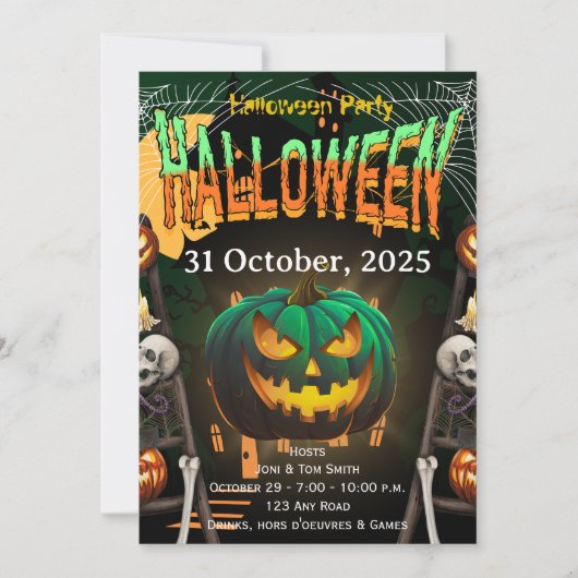 Halloween Party Invite | Elegant Pumpkin Card 招待状 (正面)