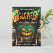 Halloween Party Invite | Elegant Pumpkin Card 招待状 (スタンド正面)