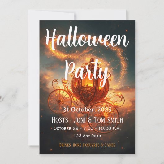 Halloween Party Invite | Elegant Pumpkin Card 招待状 (正面)