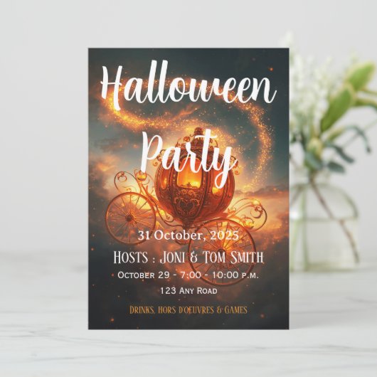 Halloween Party Invite | Elegant Pumpkin Card 招待状 (スタンド正面)