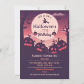 Halloween Party Invite Ghosts Pumpkins Wicthes 招待状 (正面)