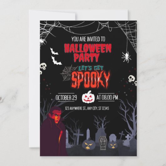 Halloween Party Let's Get Spooky  招待状 (正面)