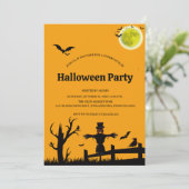 Halloween Party Orange Black Bat  招待状 (スタンド正面)
