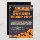 Halloween Party Pumpkin Spider Black Cat Pixel Art 招待状 (正面/裏面)