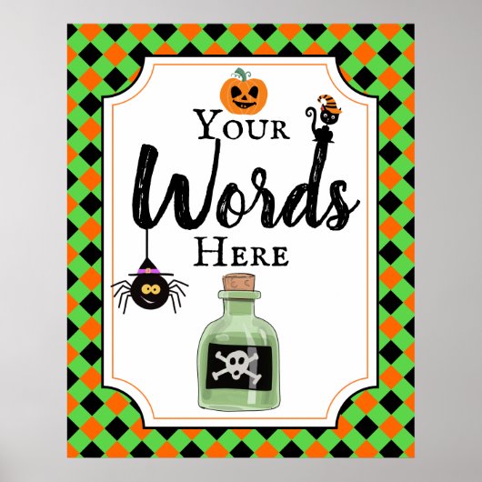 halloween party sign create your own ポスター (正面)