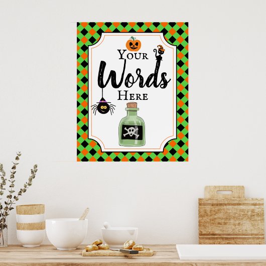 halloween party sign create your own ポスター (キッチン)