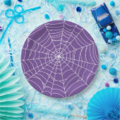 Halloween Party, Spider Web, Purple and White ペーパープレート (パーティー)