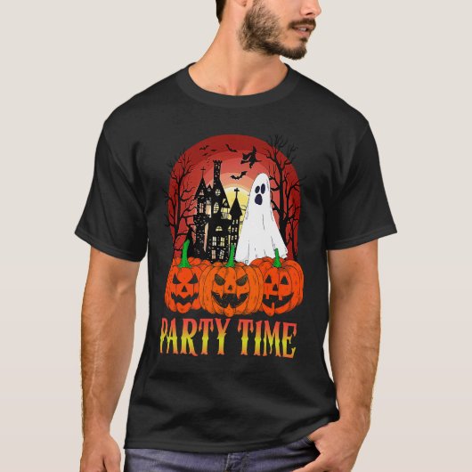 Halloween Party Time  Ghost Pumpkin Haunted House  Tシャツ (正面)